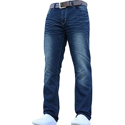 Image of Crosshatch Men&#039;s New Farrow Straight Jeans, Blue (Stone Wash Stone Wash), 36W / 32L