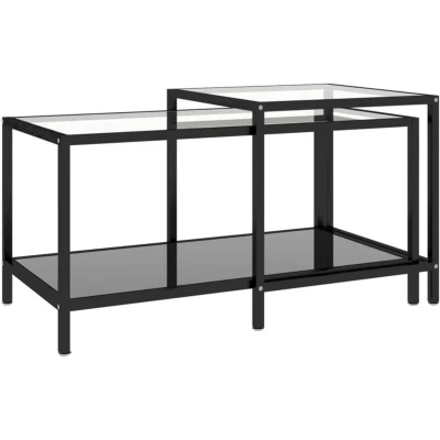 Image of vidaXL Tea Tables 2 pcs Tempered Glass Black