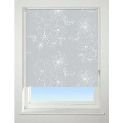 Image of UNIVERSAL Floral Cluster Patterned Thermal Blackout Roller Blind, Grey, W150cm