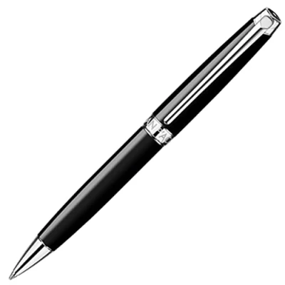 Image of Caran D&#039;ache Leman Ebony Black Lacquered Silver Plated Rhodium Coated Rollerball Pen