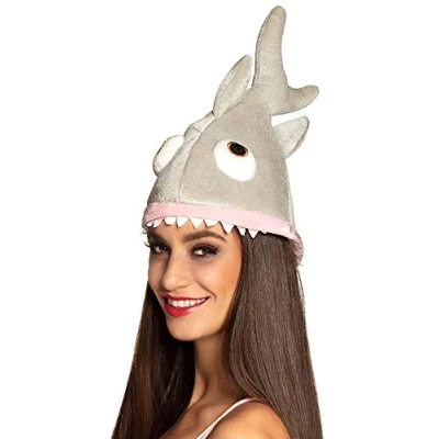 Image of Boland 99951 Shark Hat for Adults, One Size, Grey, Fish, Underwater World, Headwear, Accessory, Theme Party, Carnival