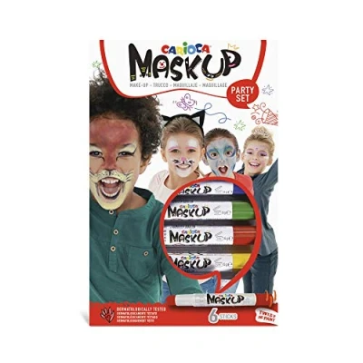 Image of CARIOCA Mask up Party, Face Painting Kit for Boys and Girls, Make Sticks Ideal Christmas, Halloween, Carnival Parties 3 Colours 2 Tutorials Dermatologically Tested