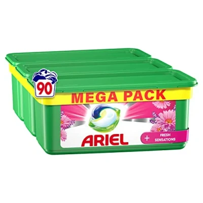 Image of Ariel All in 1 PODS Washing Liquid Laundry Detergent Tablets/Capsules, 90 Washes (30 x 3), With Touch of Lenor Freshness, 2x Longer Lasting Freshness*