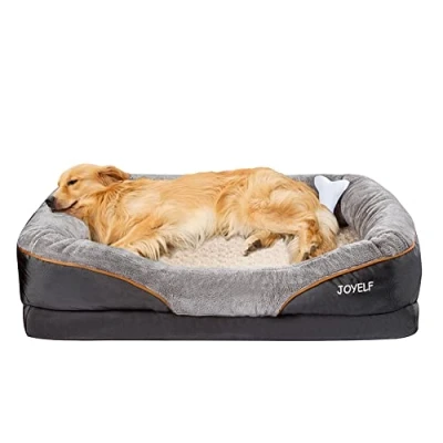 Image of JOYELF XLarge Memory Foam Dog Bed, Orthopedic Bed &amp; Sofa with Removable Washable Cover and Squeaker Toy as Gift
