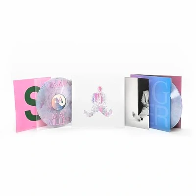 Image of Mac Miller Swimming Milky Clear/Hot Pink/Sky Blue Marble vinyl Sealed 2023 USA 2 LP set 093624858614