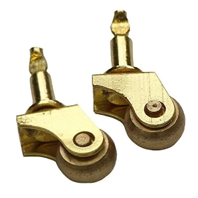 Image of MyTinyWorld 2x Dolls House Miniature Working Brass Casters And Wheels