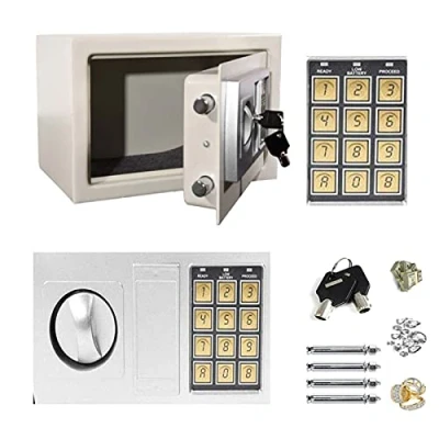 Image of 8.5L Digital Steel Safety Box Cabinets Safes (20x31x20cm) Electronic Security Large Capacity with Full digit Keypad/2 Override Key/2 Installing Bolts Wall Floor for Home Office Money Cash White
