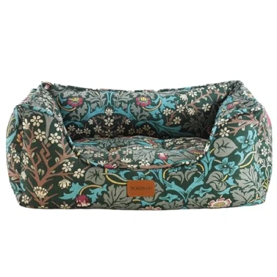 Image of Rosewood x Morris &amp; Co. Blackthorn Box Bed for Dogs, Small Dog Bed, Green, Padded Sides, Non Slip Base, Washable, Luxury William Print