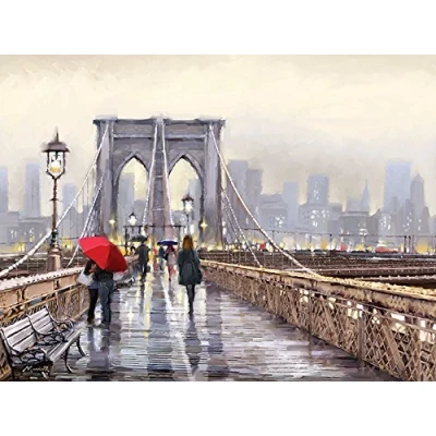 Image of Art Group WDC92887 The Richard Macneil (Brooklyn Bridge) Canvas Print 30 x 40cm, Wood, Multicolour, 40 1.3 cm