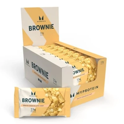 Image of MyProtein Brownie White Chocolate Chip, 23g Protein per Brownie, Delicious &amp; Convenient Snack, Perfect for Anytime, Anywhere, Chewy Texture with Sweet Chunks