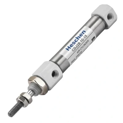 Image of Heschen Stainless Steel Slim Air Pneumatic Cylinder, CDJ2B 10 15, M5 Port, 10mm Bore, 15mm Stroke, Double Acting Single Rod