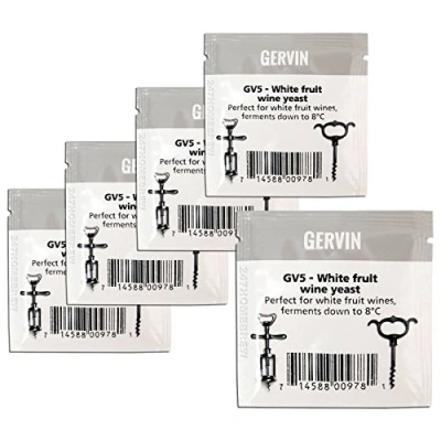 Image of 5X Gervin Wine Yeast GV5 No.5 White Label 5g Develops Bouquet 23L