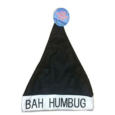 Image of labreeze Black Bah Humbug Hat with Bobble Xmas Santa Christmas Scrooge Office Party