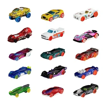 Image of Hot Wheels Track Bundle of 15 Toy Cars, 3 Themed Packs 5 1:64 Scale Vehicles, Cool &amp; Gift for Collectors Kids, HNM04