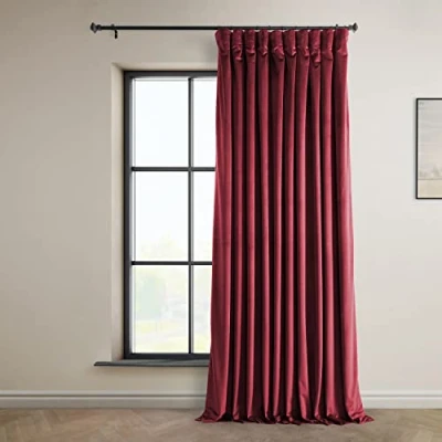 Image of HPD Half Price Drapes Heritage Plush Velvet Curtains 96 Inches Long Room Darkening for Bedroom &amp; Living 100W x 96L, (1 Panel), Cinema Red
