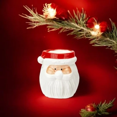 Image of Santa Claus Wax Melt Burner Chistmas Face Design with Red Hat Oil 10.5cm (1)