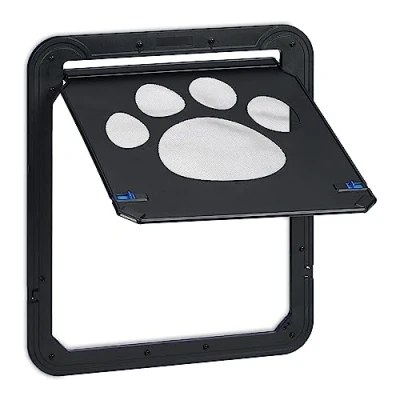 Image of Relaxdays Pet Flap for Insect Screen Door, Suitable Large Dogs, Dimensions HxW: 42x37 cm, Magnetic, Lockable, Black, Nylon, 42x37x2 cm