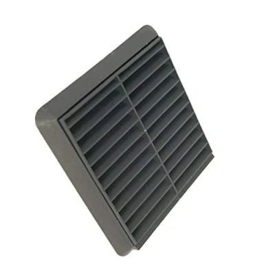 Image of Fixed Louvered Wall Vent Grille 100mm / 4&quot; Grey Anthracite RAL 7016 External Exterior Ducting Air Round Spigot Fly Screen
