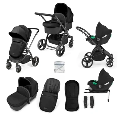 Image of Ickle Bubba Stomp Urban 3 in 1 Travel System with Isofix Base (Cirrus) (Matte Black/Midnight/Black)