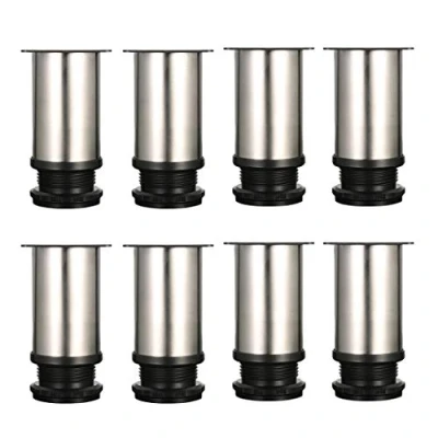 Image of 8 PCS Qrity [Thickening] Cabinet Legs Kitchen Feet Worktop/Unit/Breakfast Bar/Desk Table Furniture Chrome Metal Adjustable Height (Total:80 95mm)