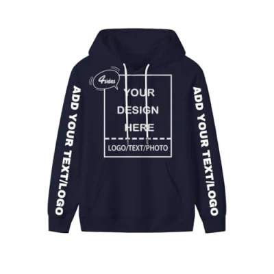 Image of PRFELMG Custom Hoodies For Men Women Unisex, Add Your Text Picture Logo Name Photo Image Design Own Personalised Sweatshirts, Sweatshirt Hoodie Couple Navy