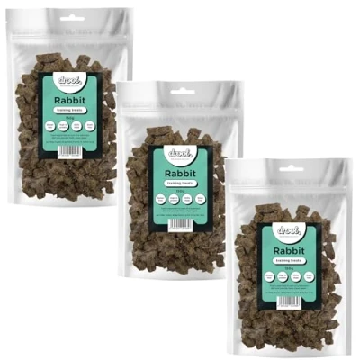 Image of Drool Pet Products 100% Pure Dried Fresh Meat Rabbit Triple Pack Training Treats for Dogs 3 x 150g Air Nibbles Dog Chews &amp; Puppies (150 g (Pack of 3), Rabbit)