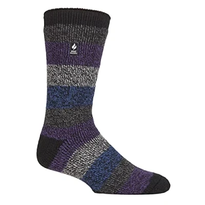 Image of HEAT HOLDERS Mens Extra Thick Thermal Socks for Winter Warm Fluffy Fleece Insulated Gifts Men (6 11, Black/Midnight Petrol (Milan))