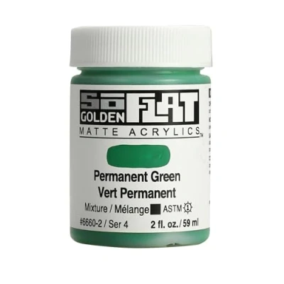 Image of Golden SoFlat Matte Acrylic Paint, 2oz jar, Permanent Green (6660 2)
