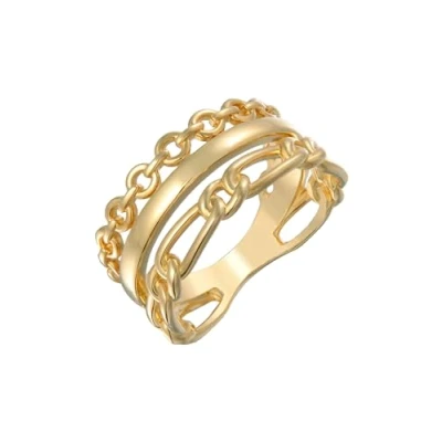 Image of Elli Ring Ladies Stack Links Set Gold Coloured