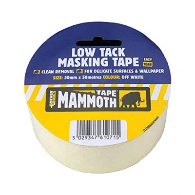 Image of Everbuild Mammoth Low Tack Masking Tape Easy Tear Off White 25mm x 25m