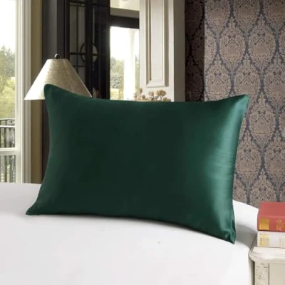 Image of townssilk Both Side 100% 19mm Pure Mulberry Silk Pillowcase for Hair and Skin Health, 50x70cm size Pillow Case Cushion Cover with Hidden Zipper 600 Thread Count Emerald