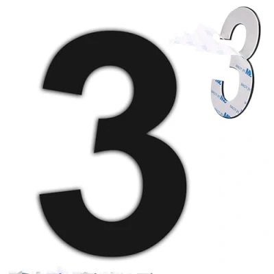 Image of nanlyiau 6in black self adhesive number mailbox numbers stainless steel house door made of solid SUS304 used for street hotel and number(pl 6in3)
