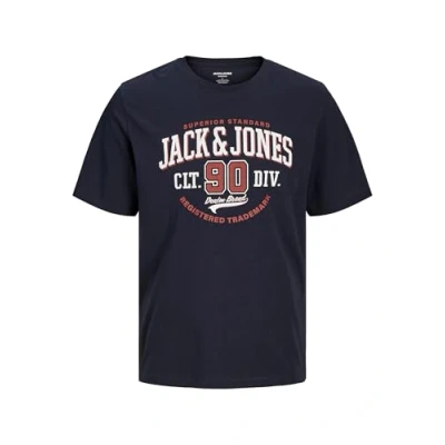 Image of Jack &amp; Jones Jjelogo Print Tshirt, Men&#039;s, Size: XL, Dark navy