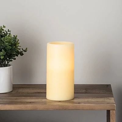 Image of Lights4fun Medium Church Pillar Battery Operated Wax LED Candle with Timer