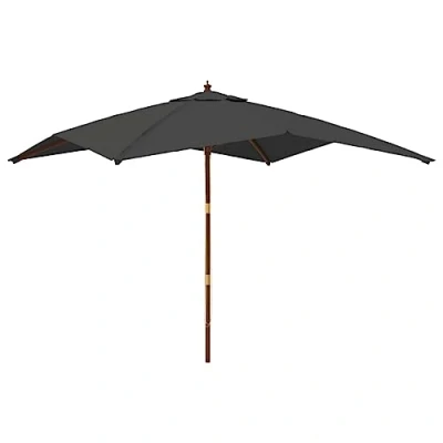 Image of vidaXL Garden Parasol with Wooden Pole Anti UV and fade 300x300x273cm Outdoor Umbrella in Anthracite Stable Hardwood Frame Double Pulley System