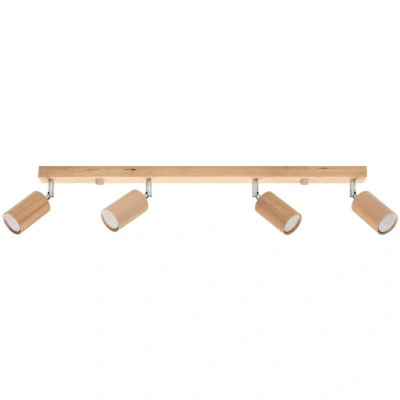 Image of Berg Ceiling 4 Spotlight Bar, Natural Wood, 80cm