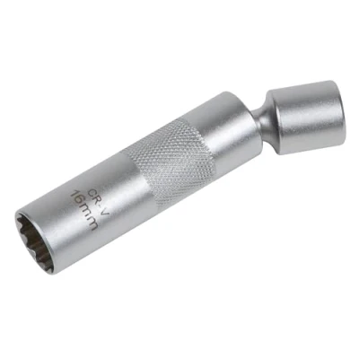 Image of Sealey, 16mm 3/8&quot; Sq Drive 12 Point Spark Plug Socket with Universal Joint AK6571