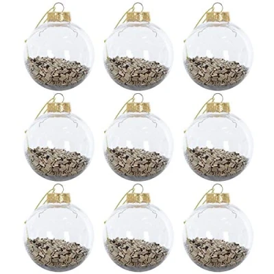 Image of Mr Crimbo 9 Pack Shaker Christmas Tree Baubles Ornaments Decorations 8cm Gold