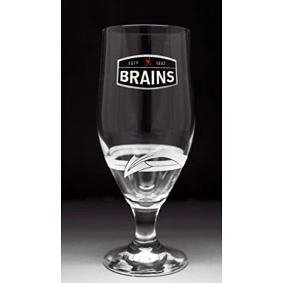 Image of Personalised Branded Half Pint Brains Ale Beer Chalice Glass, Engraved Gift Enter Your Own Custom Text