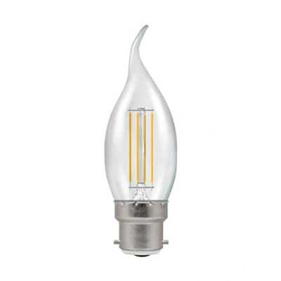 Image of Crompton B22 LED Bent Tip Filament Candle Bulbs 5 Watts Dimmable 470LM / 40W Incandescent Equivalent C35 Bayonet (BC B22d) Light Warm White 2700K