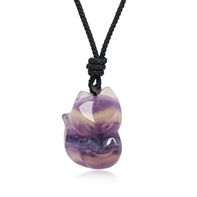 Image of COAI Fox Fluorite Stone Pendant Necklace for Women
