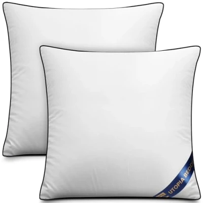 Image of Utopia Bedding Cushion Inner Pads (Pack of 2), 40x40 cm (16 x 16 inches) Stuffer Inserts, Hollowfibre Piping Pillows (White)