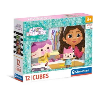 Image of Clementoni Jigsaw Puzzle Gabby&#039;S Dollhouse 12 Pieces Cube Supercolor For Children 3 5 Years, Cartoon, Gift Boy/Girls, Doll, Kids, Made In Italy, 41193