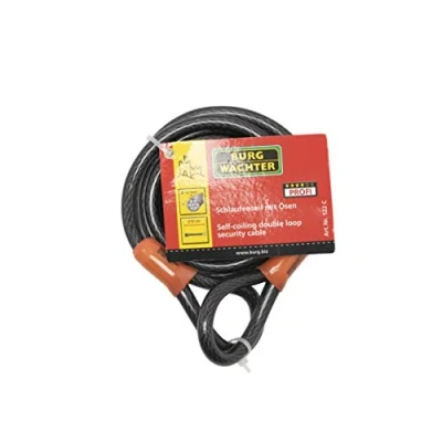 Image of Burg Wachter 122C Double Loop Vinyl Coated Multi Stranded Braided Steel Cable, Black, 12mm x 2.1m