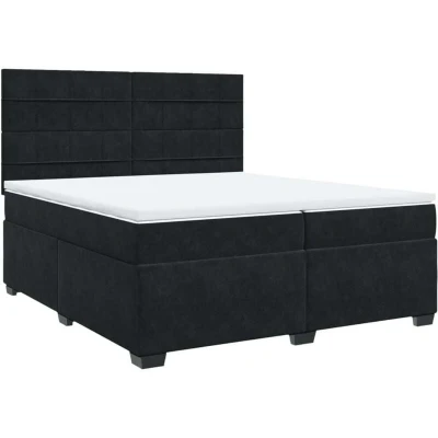 Image of vidaXL Box Spring Bed with Mattress Black 200x200 cm Velvet