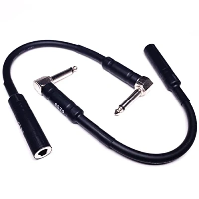 Image of CESS 090 Low Noise Right Angle 1/4 TS Male to Female Guitar Extension Cable, 2 Pack