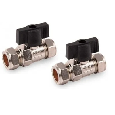 Image of UKDD® 15mm Isolation Ball o fix Valves Straight Suitable for Hot &amp; Cold Supply Kitchen Sink, Basin Taps Easy Thumb Turn Lever(Pair)