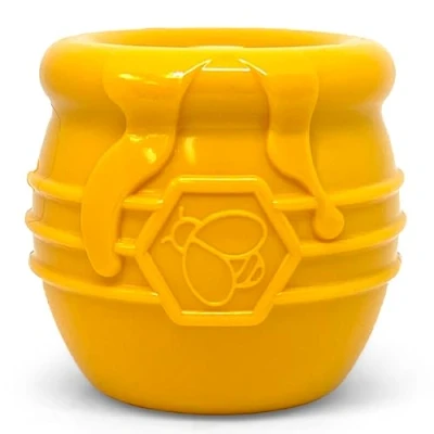 Image of SodaPup Honey Pot Durable Dog Treat Dispenser &amp; Enrichment Toy Made in USA from Non Toxic, Pet Safe, Food Safe Natural Rubber Material for Mental Stimulation, Problem Chewing, Calming Nerves, More