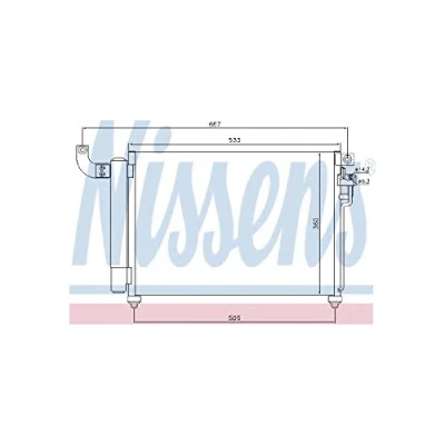 Image of 976061G300 Condenser NISSENS 940003 with dryer Aluminium 543mm R1234yf KIA: RIO 2