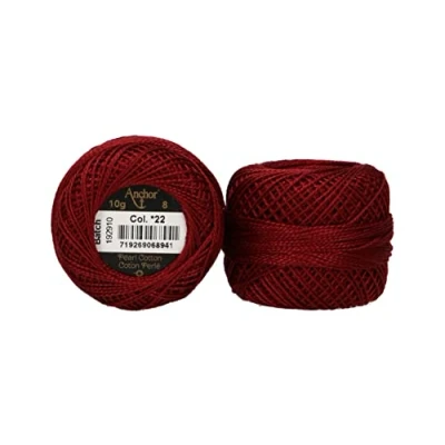 Image of Anchor Embroidery Thread, Cotton, DarkRed, Stärke 8, 82m